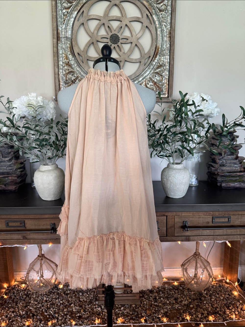 Free People Peach Ruffled Halter Dress - Picture 3 of 6